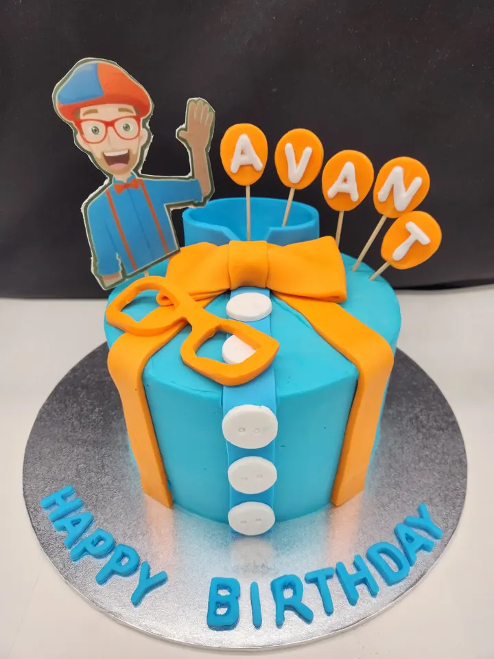 Blippi themed birthday cake