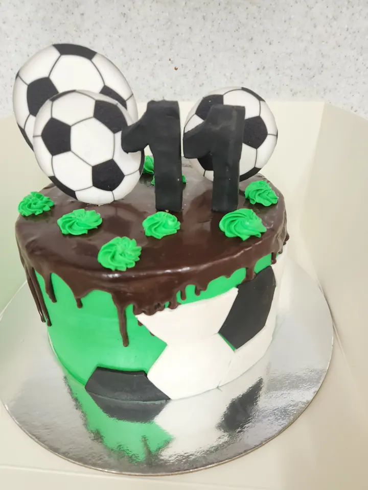 Soccer themed 11th birthday cake