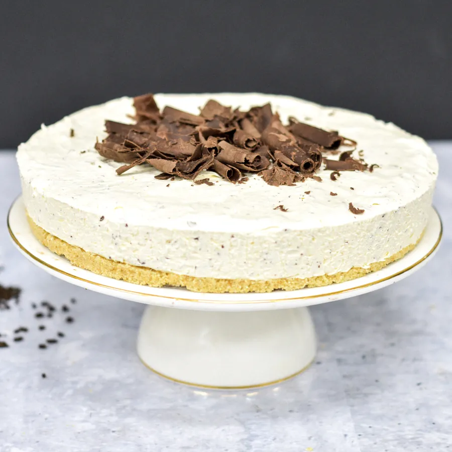 Choc Chip Cheesecake, light continental cheesecake with chocolate chips
