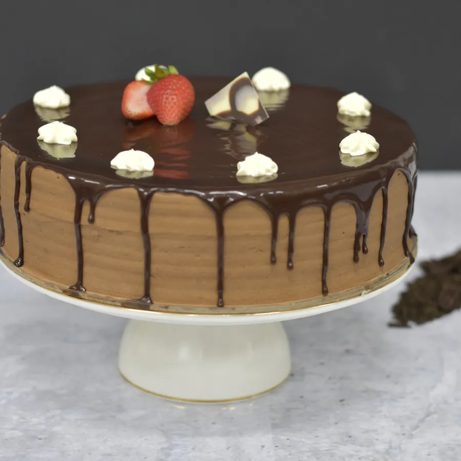 Mousse Torte, sponge layers with a light, airy mousse filling