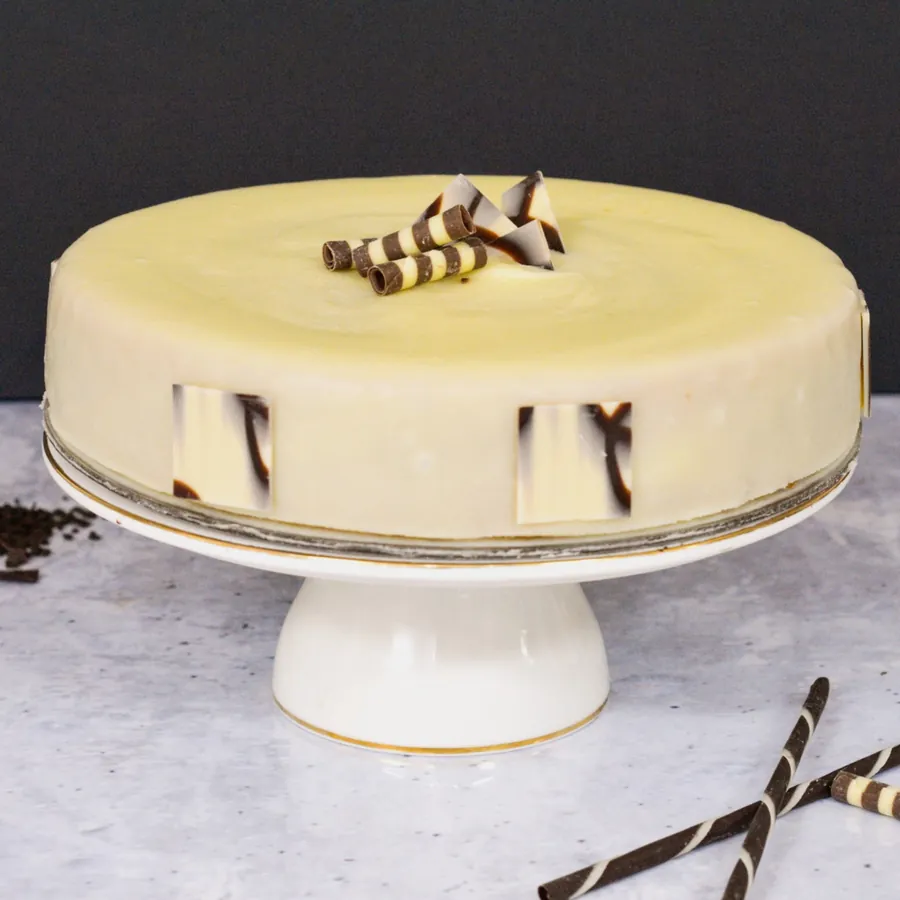 White Gold Mud Cake, white chocolate mud cake with a caramel note